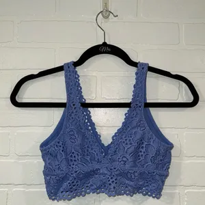 Aerie Lace Pullover Wireless Lined Bralette in Blue thumbnail 4