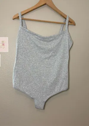 Skims cotton everyday jersey scoop neck bodysuit heather grey influencer xl thumbnail 1