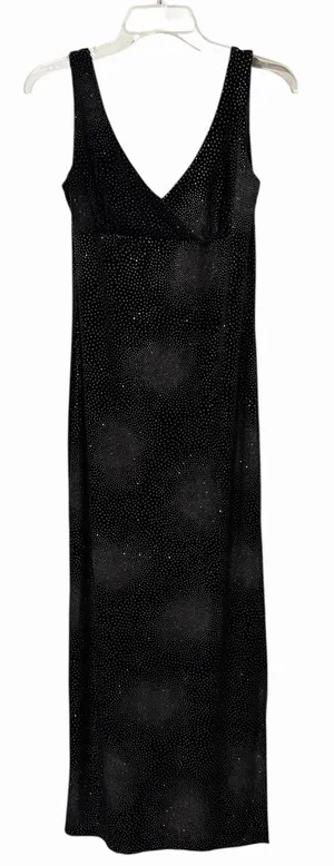 Scott Clothing Company dress Vintage Y2K Maxi Sleeveless Black Velvet Sparkles 4 thumbnail 1