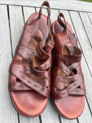 Ariat Brown Leather Strappy Slingback Sandals thumbnail 1