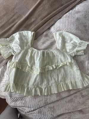 Princess Polly Light Yellow Ruffle Peasant Top thumbnail 4
