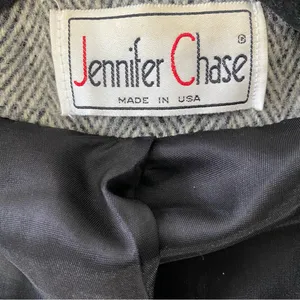 VINTAGE JENNIFER CHASE Wool Herringbone Longline Pea Coat Jacket thumbnail 9