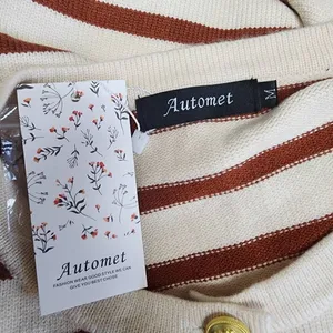 NWT Automet Cream & Rust Orange Striped Cardigan (M) thumbnail 6
