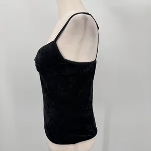 One Step Up Y2K Black Velvet Cami Tank Top Formed Cups Vintage 90s Whimsigoth Sexy Large thumbnail 4