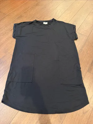 Lou & Grey Black Short-Sleeve Pocket T-Shirt Dress Size Large - C66-025 thumbnail 4