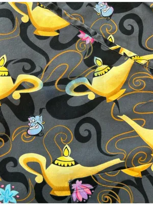 Y2K Vintage Disney Aladdin Magic Lamp Scrub Top XL Nurse Uniform pediatrics thumbnail 5