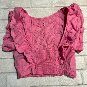 Altar'd State Pink Ruffled Crop Top thumbnail 2
