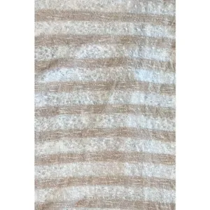 Moa Moa Cream‎ Tan Stripe Feminine Lacy Twist Cap Sleeve Top sz Small thumbnail 4