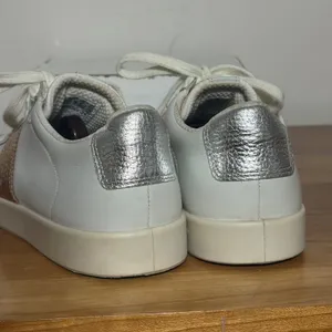 ECCO Soft 7 White Leather Metallic Rose Gold Silver Sneakers Size 38 7-7.5 thumbnail 6