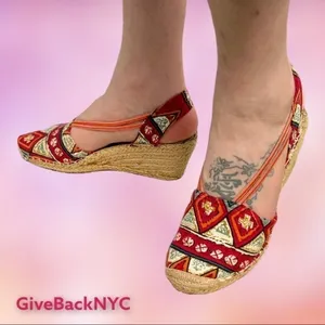 Bamboo Slingback Wedges Size 8.5 thumbnail 1