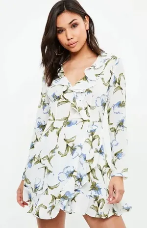 ✨ HP✨White Base Floral Print Ruffle Tea Dress✨ thumbnail 1