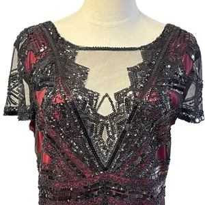 Womens Whimsigoth Dark Fairy Sequin Mesh Dress Size L Black Red Y2K 20s HOCO thumbnail 2