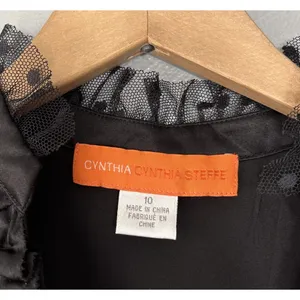 Cynthia Steffe Silk Dress Size 10 Black Sleeveless Ruffled Gothic Dark Romantic thumbnail 6