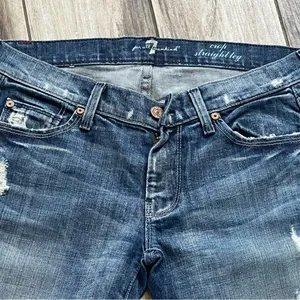 7 for all mankind blue crop straight leg jeans thumbnail 8