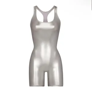Skims Women Nickel Metallic Swim Cycle Suit NWT Size S ( Sold Out) thumbnail 2