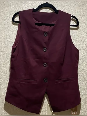 OGL NWT Sleeveless Button Front Vest in Deep Burgundy Size L thumbnail 1
