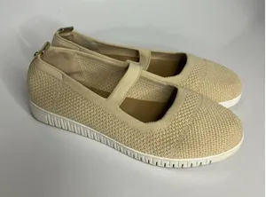 Taryn Rose Mary Jane Sneakers Womens 41 Beige Good Knit Metallic Comfort‎ Shoes thumbnail 1