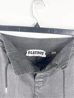 PLAYBOY BY PACSUN Black High Rise Tie Closure Detail Lightweight Shorts Small thumbnail 5