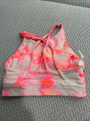 lululemon athletica Pink & Cream Tie-Dye High Neck Sports Energy Bra Size 8 thumbnail 11
