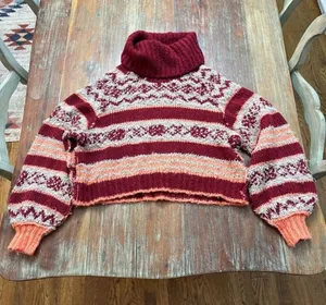 Free People Check Me Out Holly Berry XS Oversized Cropped thumbnail 1