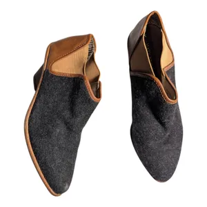 Anthropologie Matt Bernson Marlow Gray Wool Brown Leather Ankle Booties Sz 8 thumbnail 1
