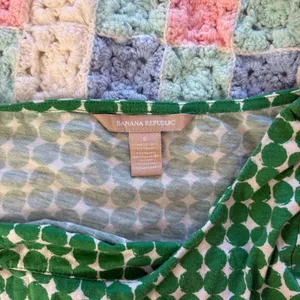 Banana Republic Vintage Y2K Green Polka Dot Asymmetric Top Women Size Small One thumbnail 4
