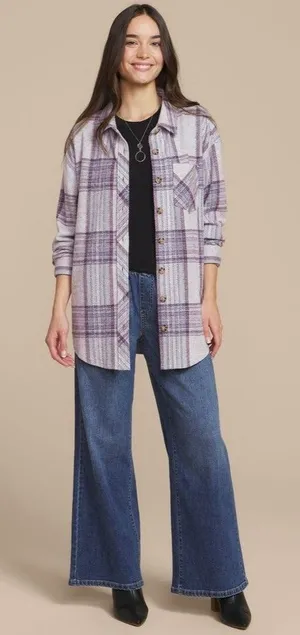 Maurices‎ Women's Flannel Plaid Shacket Size Medium Purple Soft Lightweight NWT thumbnail 1