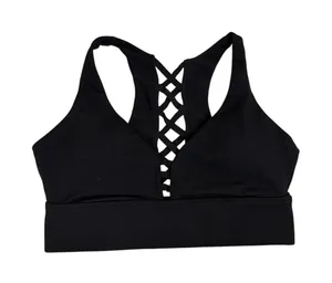 Fabletics Caged Long Black Athletic Strappy Racerback Sports Bra Size Medium thumbnail 1