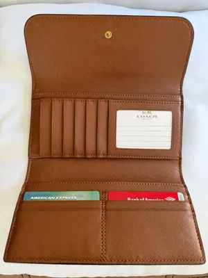Coach Tan Signature Brown Wallet With Gold Accent 🩷 thumbnail 10