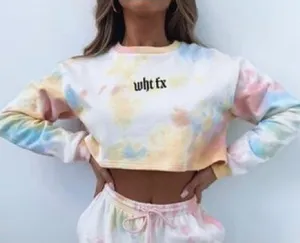 White Fox Crop Tie-Dye Sweatshirt thumbnail 1