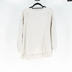 Free People One To Beat Cotton Terry Lined Oversized Off Shoulder Sweater Ivory thumbnail 4