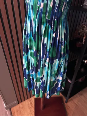 Calvin Klein Green & Blue Abstract Pattern Dress Size 4 beach dress classy styli thumbnail 3