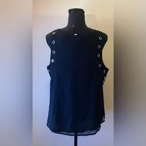 Pinky- Black with Silver Cut Out Tank Top Size XL thumbnail 3