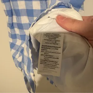 J.Crew‎ Factory Linen Gingham Check Button Lined Sundress Blue White size 10 thumbnail 5