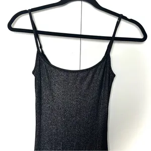 Skims Soft Lounge Slip Maxi Dress in Onyx Foil Glitter NWT thumbnail 4