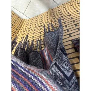 Free People Navy Aztec Cowl Neck Sweater Size Small‎ thumbnail 5
