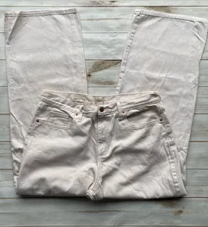 Universal Thread relaxed wide leg 100% cotton putty colored denim jeans 14 32 thumbnail 1