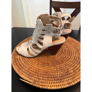 Audrey Brooke Womens Beige Suede Cage Gladiator Sandals Cone Heel‎ Size 9 thumbnail 8