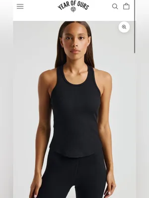 Year of Ours Black Sporty Ribbed Racerback Tank size XS EUC thumbnail 2