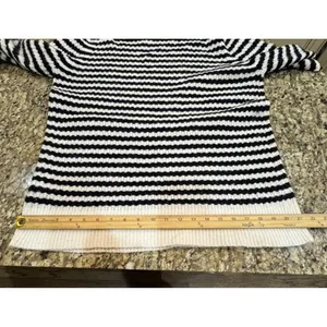 Banana Republic Black & White Filpucci Wool Alapaca Sweater Size Large Striped thumbnail 8