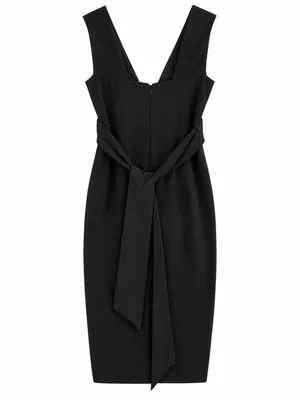 BHLDN Danica Dress Women 6 Black Excellent V-Neck Back Sash Tie Sheath Dress thumbnail 4