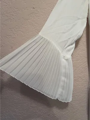 Zara‎ White Pleated Tiered Tunic Blouse Size M thumbnail 6