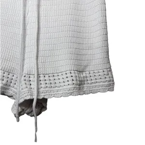 Aerie White Knit Drawstring Shorts Pointelle Eyelet Trim Size Medium Loungewear thumbnail 3