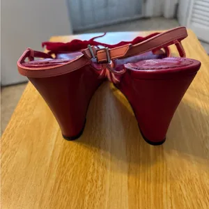 L.K. Bennett red heel red bow with sling back strap 9.5 Pink thumbnail 3