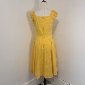 Muxxn Yellow Polka Dot 50s Style Swing Dress Sz L thumbnail 3