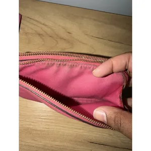 Coach Double‎ Corner Zip Pebble Leather Wristlet Dahlia - F64130 READ F thumbnail 7
