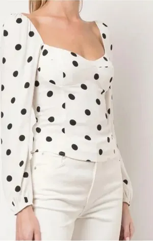 Reformation Womens Retro Polka Dot Sweetheart Bustier Romantic Reign Top Size 6‎ thumbnail 1