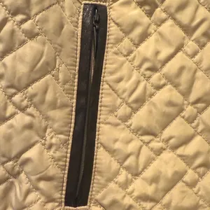 Charter Club Quilted Barn Jacket Tan Brown Faux‎ Leather Trim Women Large thumbnail 3
