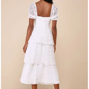 NEW Lulus Precious Sweetie White Floral Embroidered Sweetheart Airy Midi Dress thumbnail 4