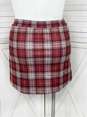 Halara Plaid Skort Mini Skirt Red Grey Large Preppy Punk Academia School Girl thumbnail 4
